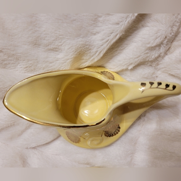 MCM Vintage Pearl China Company Sugar Yellow Creamer 22 Karat Gold Floral Design - Picture 5 of 7